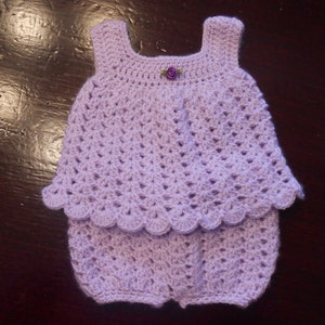 Two-piece Crocheted Baby Outfit-Lavender