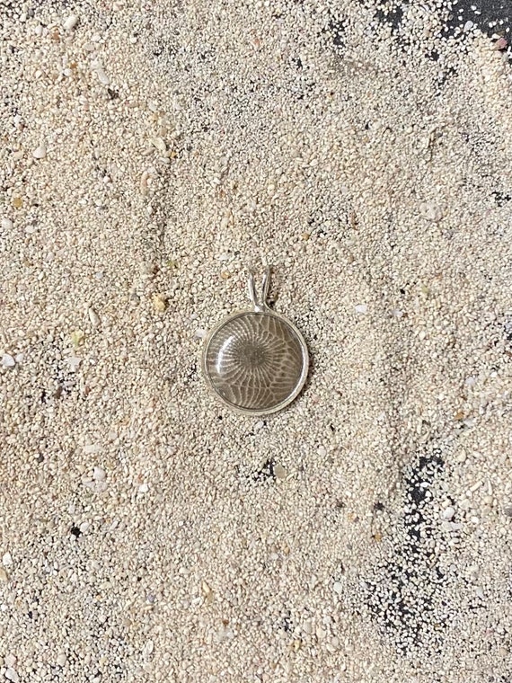 12mm Petoskey Stone Pendant with Sterling Silver Bail