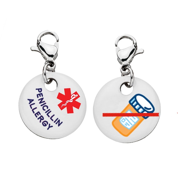 Penicillin Allergy Medical Alert Bracelet Charm Medium 38 Etsy