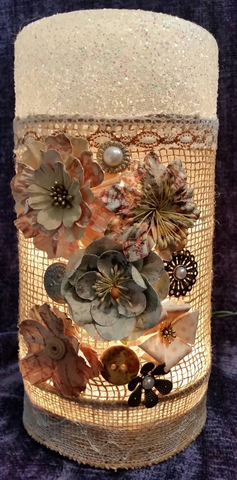 Decorated Lamp with Flowers Etsy