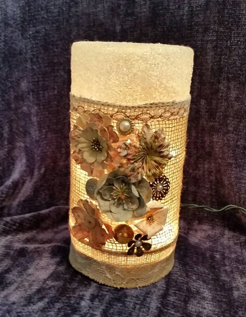 Decorated Lamp with Flowers Etsy
