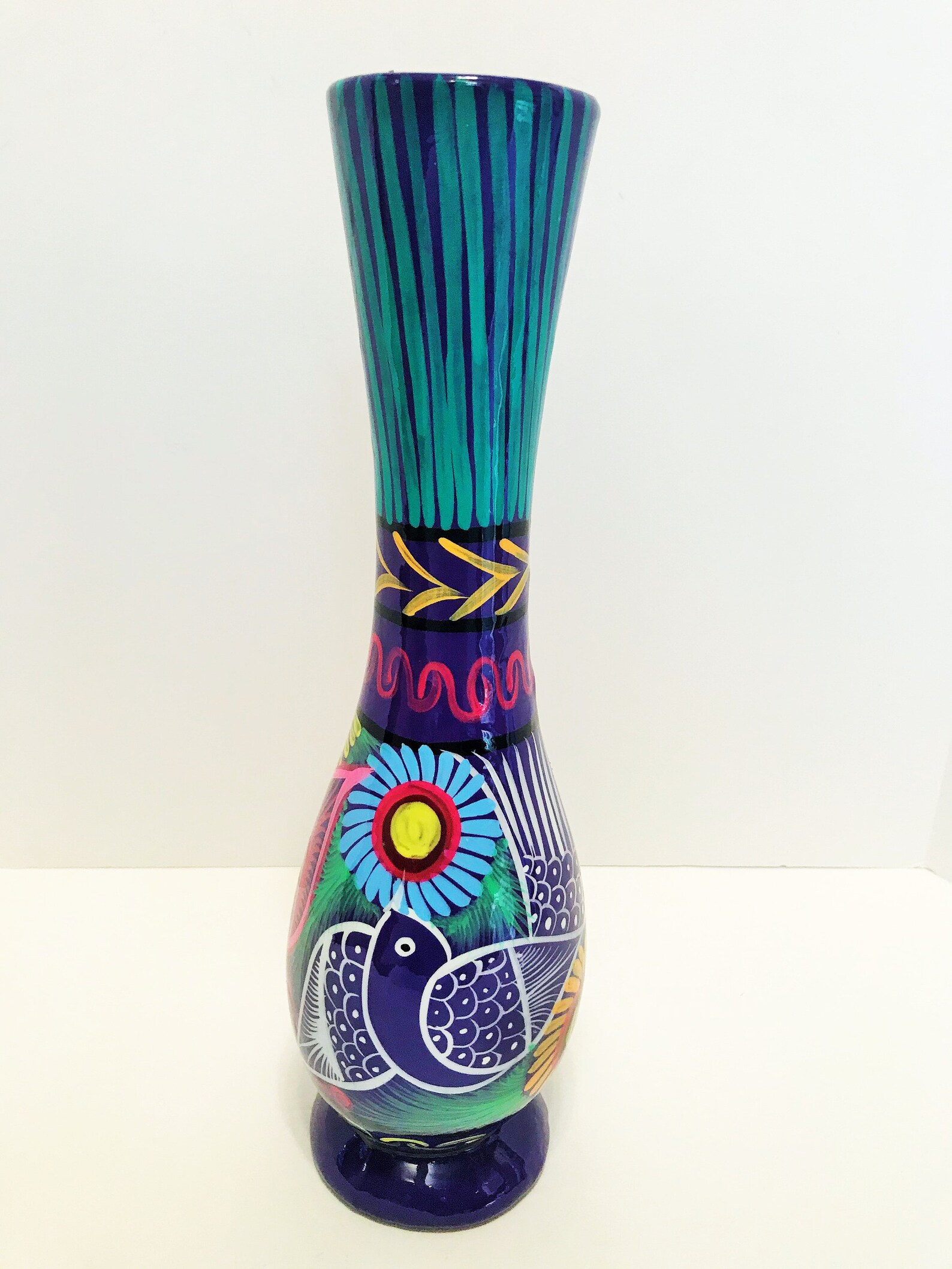 Hand Painted Clay Flower Vase Etsy