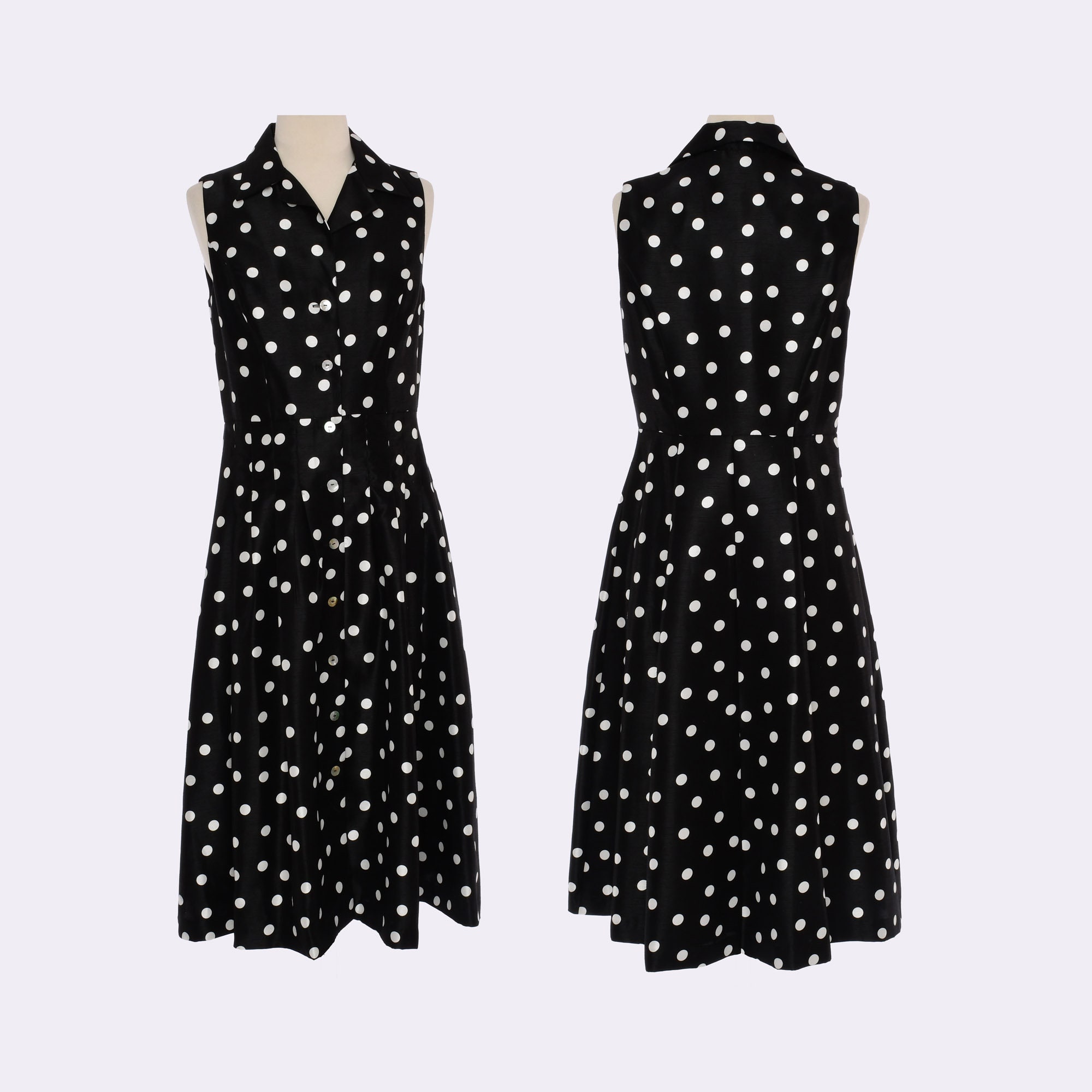 Late 90's Polka Dot Dress | Black and White Day Dress | Vintage Shirt Dress  | Sleeveless Fit and Flare Dress | Size Small 6 - Etsy