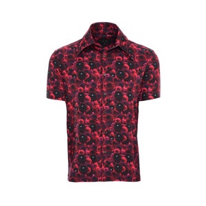 Men&#39;s Floral 70&#39;s Slim Fit Short Sleeve Button Down Beach Festival Shirt