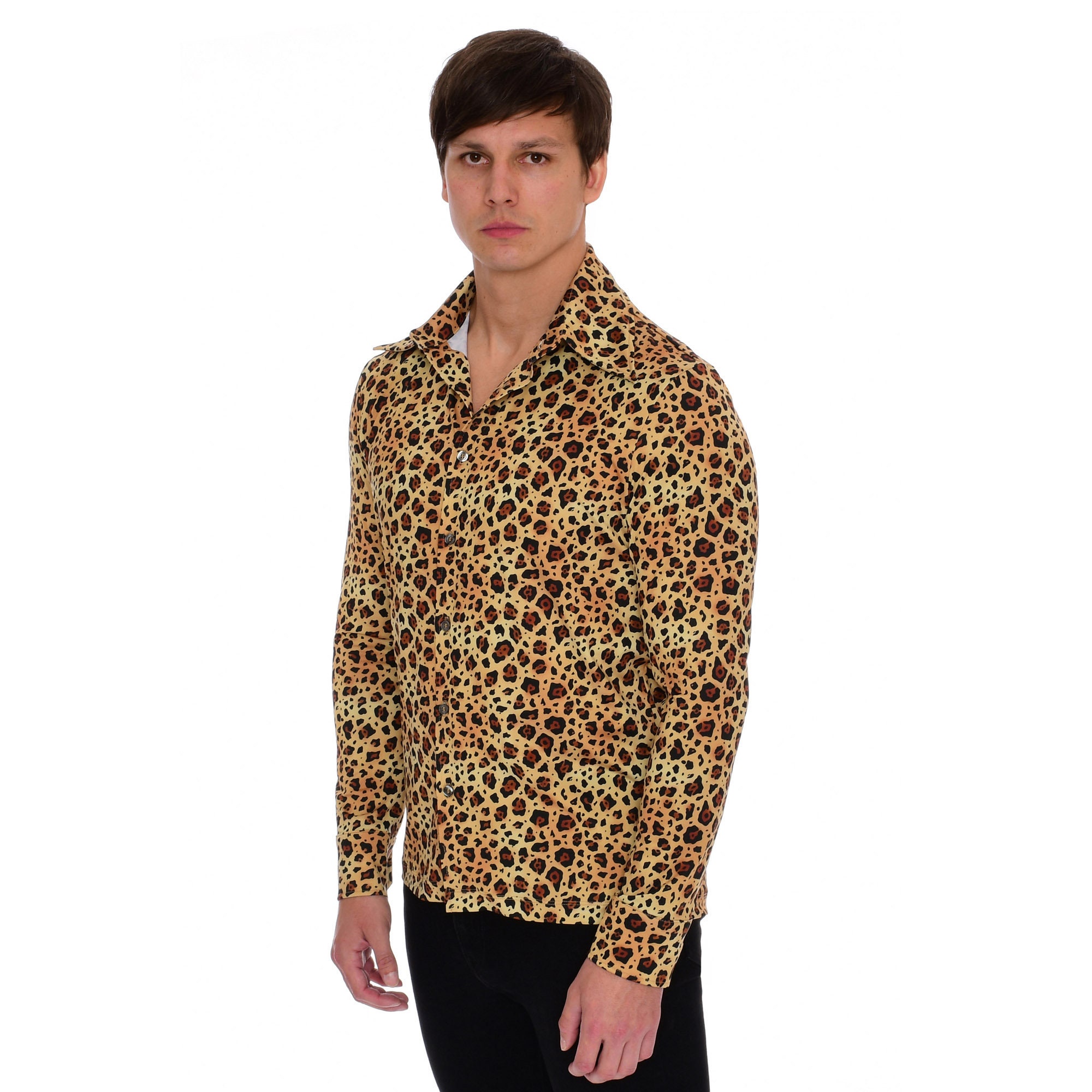 Leopard Shirt Mens Button up Long 