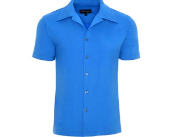 Vintage 1960s Size XL Bright Blue Loop Collar Shirt by Towncraft Vintage 1960s Size XL Bright Blue Loop Collar Shirt by Towncraft