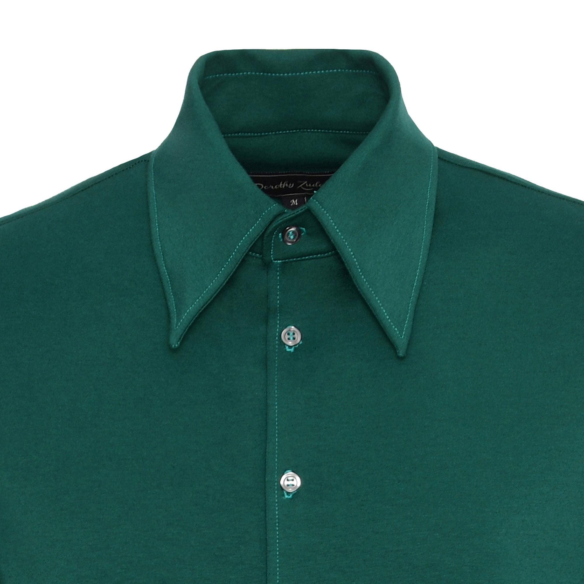 slim fit dress slacks Emerald Green Solid Satin Men's Long Sleeve Dress Shirt, L main image 1
