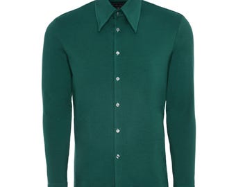 emerald green mens dress shirt Hisdern Emerald Green Cloud Stretch Dress Shirt for Corporate Workwear S