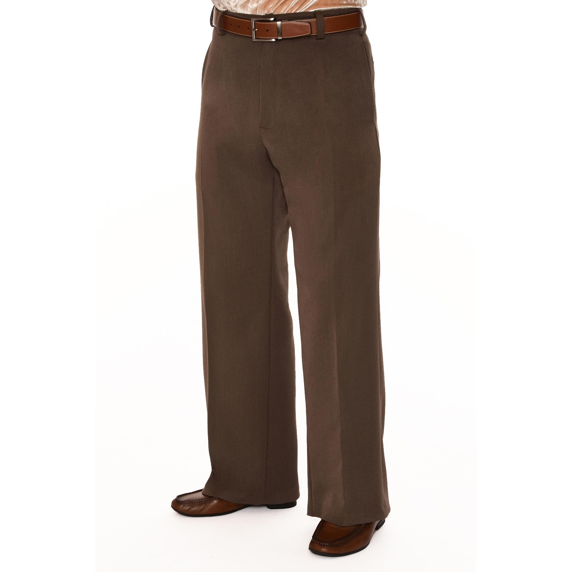 Men's High Waist Light Brown Wide Leg Dress Pants in Soft Gabardine Stretch Fabric Men's High Waist Light Brown Wide Leg Dress Pants in Soft Gabardine Stretch Fabric