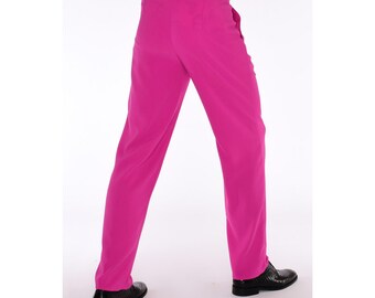 Magenta Pink Pleated Slim Fit Men's Dress Pants | Stretch Crepe Trousers  With Pleats - Etsy