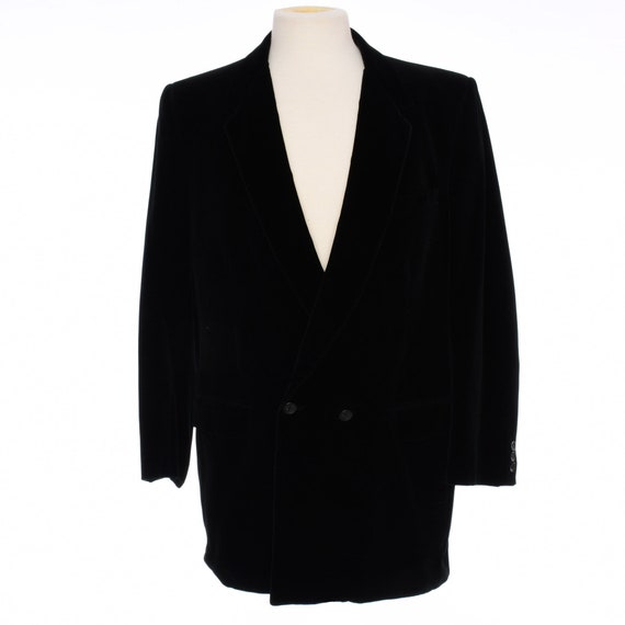 1980s Halston Velvet Mens Blazer XS - Vintage Black Formal Event