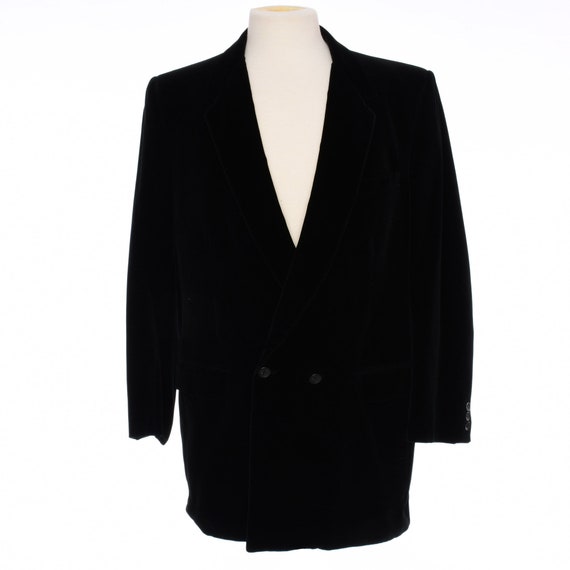 1980s Halston Black Blazer | Mens Velvet Formal J… - image 2