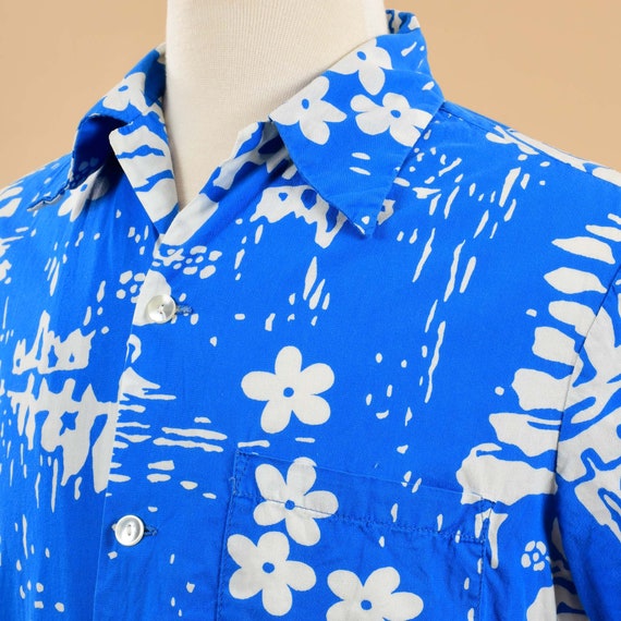 Vintage 1990s Blue Hawaiian Shirt | 90s Men's Tro… - image 6