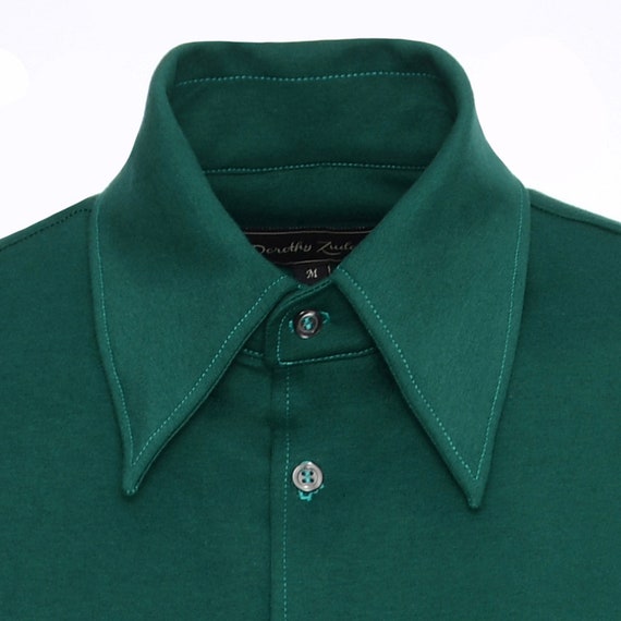 Men's Slim Fit Emerald Green Cotton Tencel Long Sleeve Knit Shirt