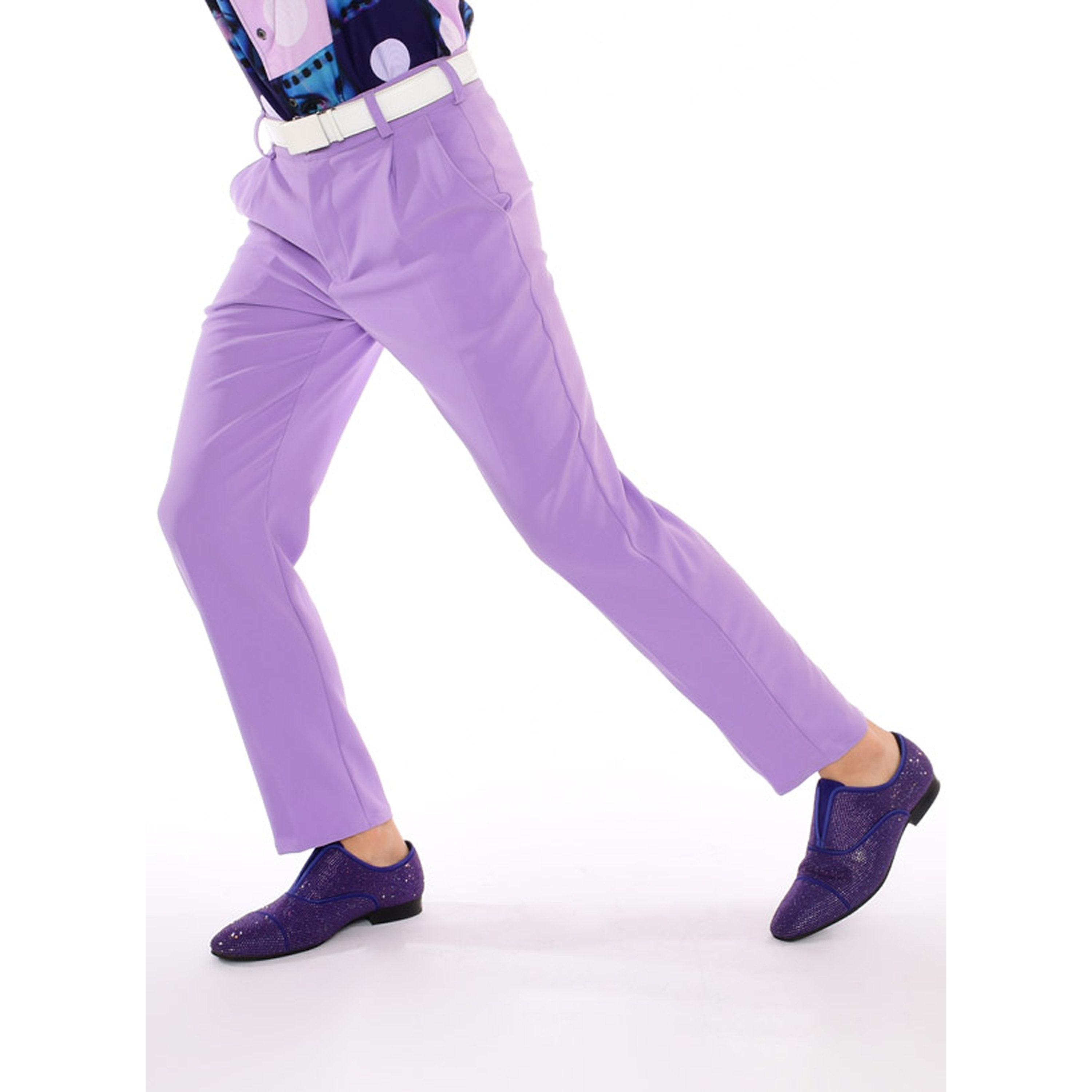 Men's Lavender Purple Slim Fit Stretch Dress Pants - Lightweight Performance Fabric