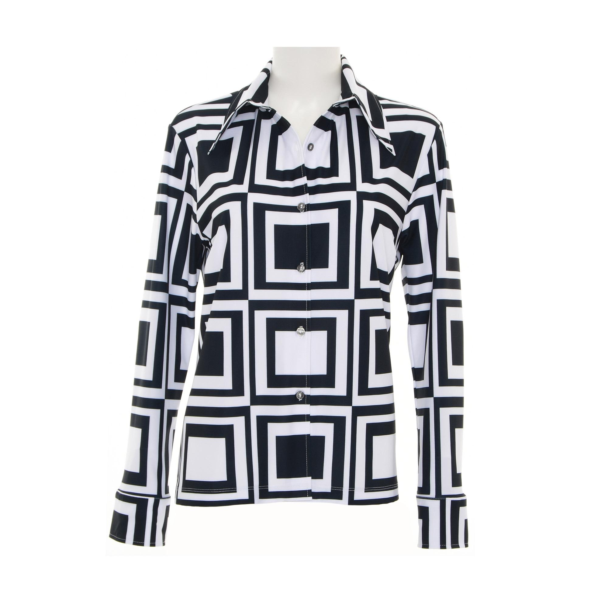 Black and White Geometric Blouse - Etsy
