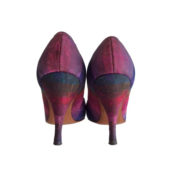 Vintage 1940s Silk High Heels | 40s Rare Designer… - image 5