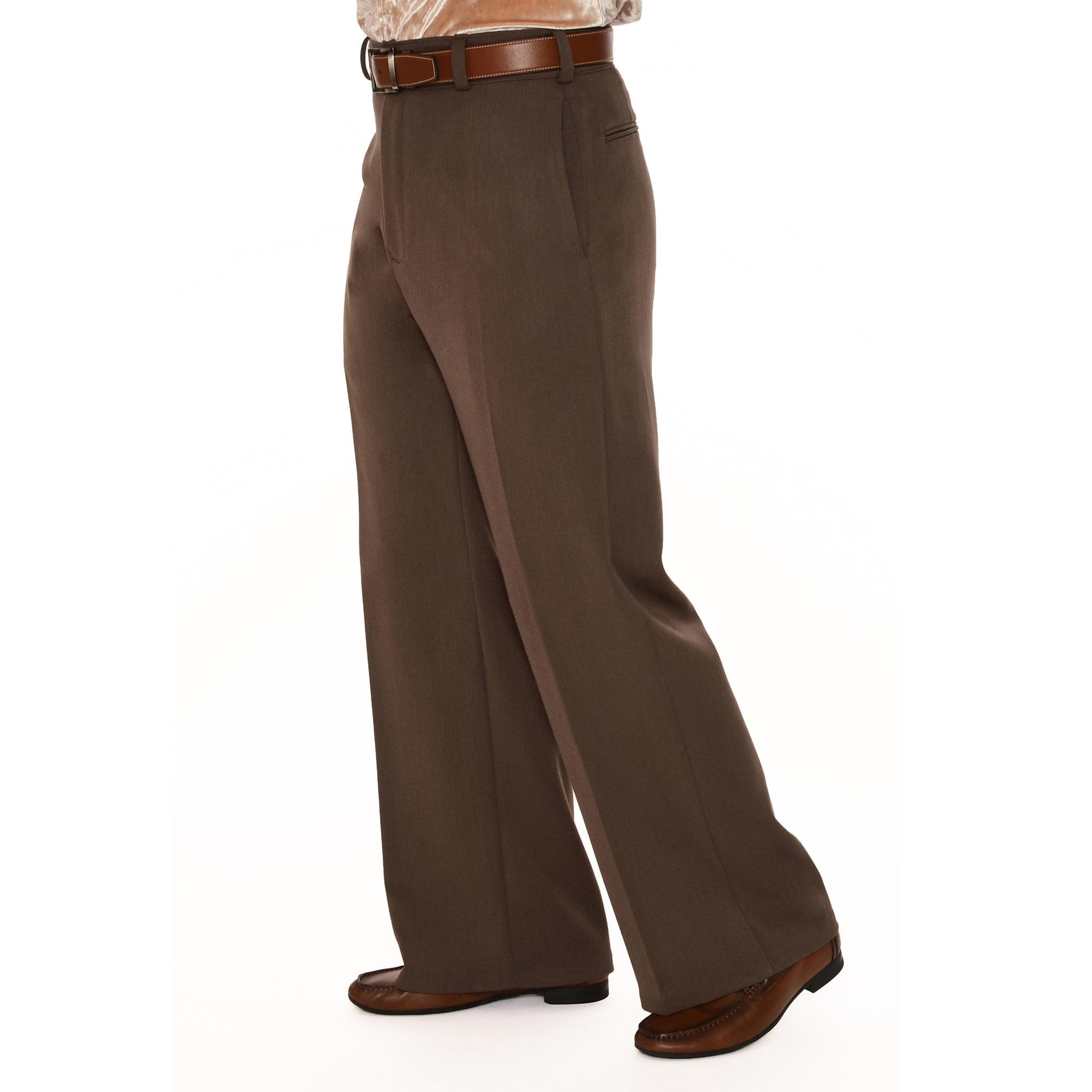 Men's High Waist Light Brown Wide Leg Dress Pants in Soft Gabardine Stretch Fabric Men's High Waist Light Brown Wide Leg Dress Pants in Soft Gabardine Stretch Fabric