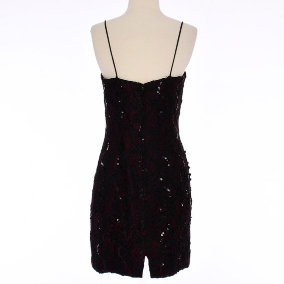 1990s Black Sequined Cocktail Dress | 90's Red w/… - image 6