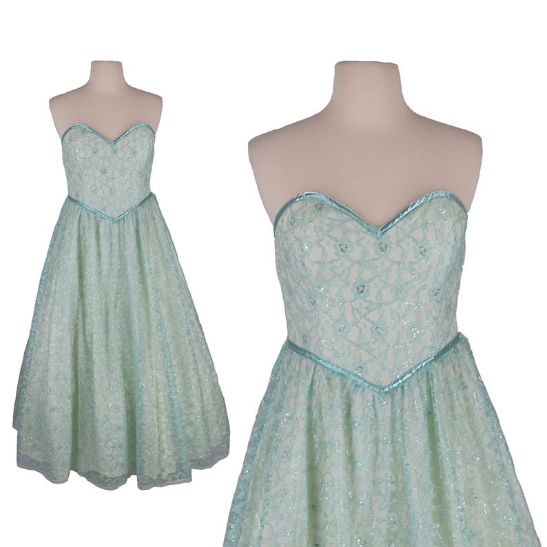 Vintage 50s Prom Dress Green
