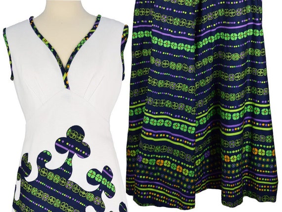 Vintage 1970s Psychadelic Maxi Dress | Retro Op A… - image 2