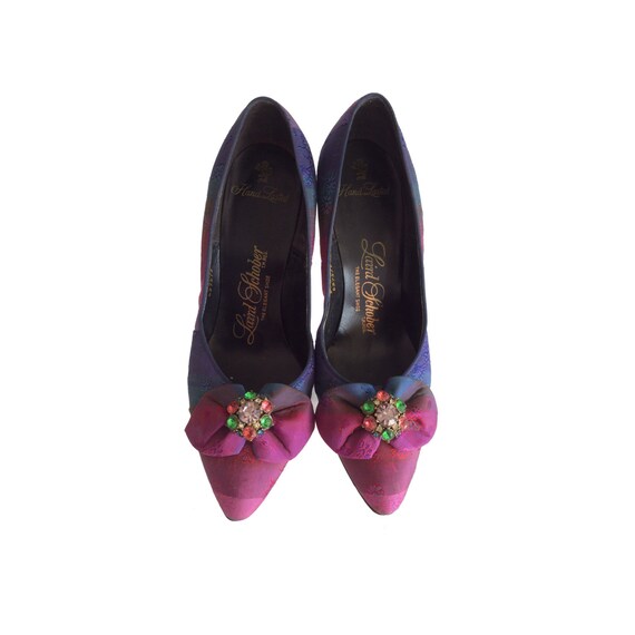 Vintage 1940s Silk High Heels | 40s Rare Designer… - image 3