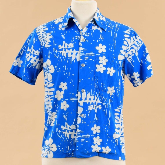 Vintage 1990s Blue Hawaiian Shirt | 90s Men's Tro… - image 2