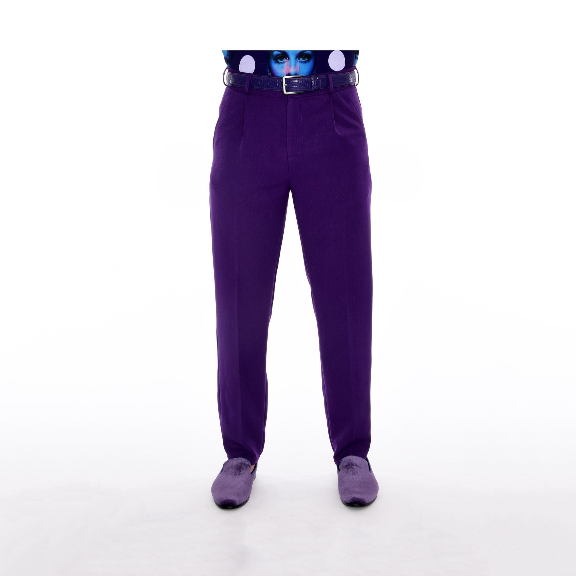 Men's Dark Purple Slim Fit Dress Pants | Stretchy Gabardine Trousers for Formal Occasions