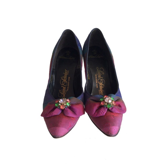 Vintage 1940s Silk High Heels | 40s Rare Designer… - image 2