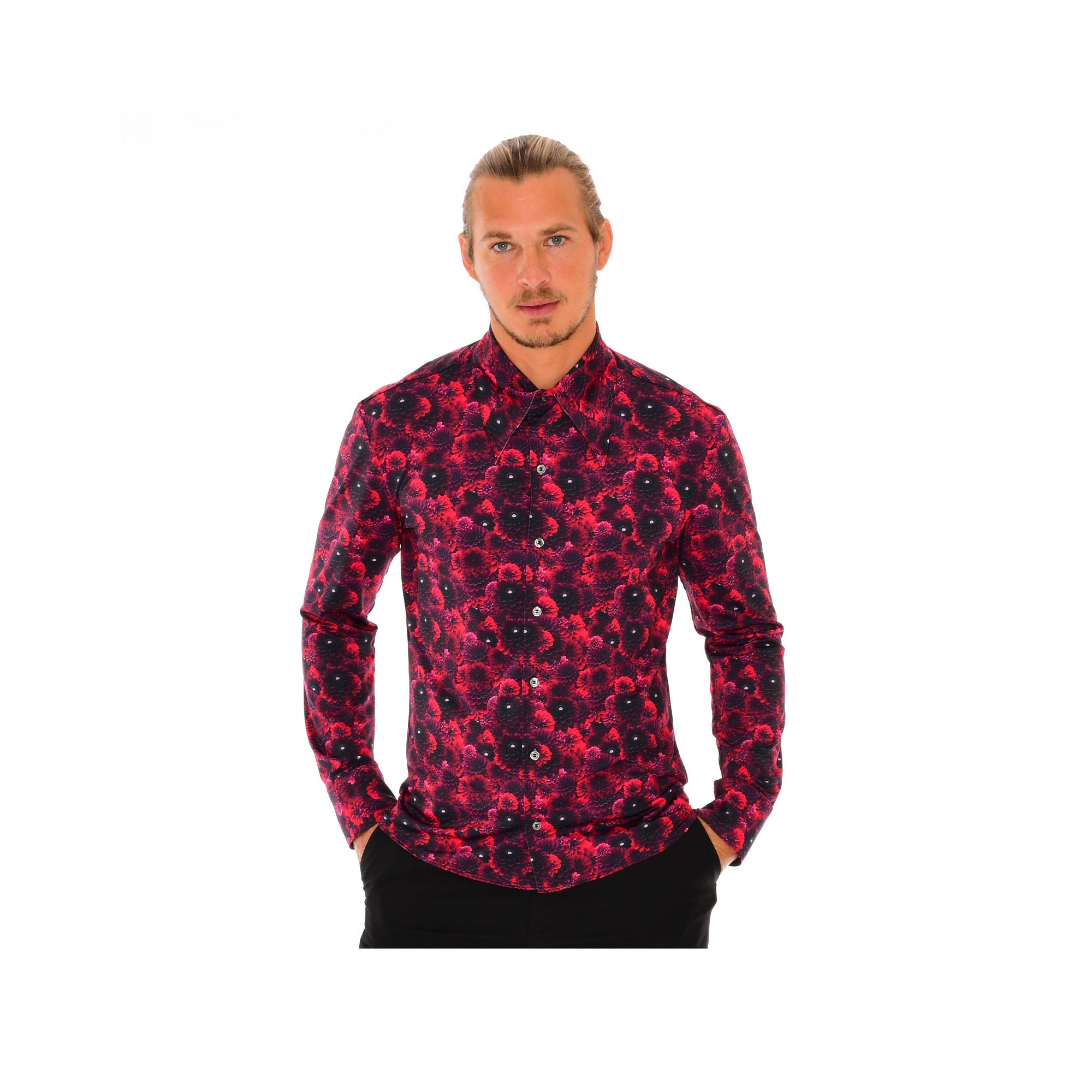 Men's Floral Print Festival Shirt 70's 