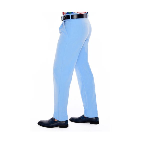 light blue slim fit dress pants Extra Slim Light Blue Linen-cotton Blend Suit Pant
