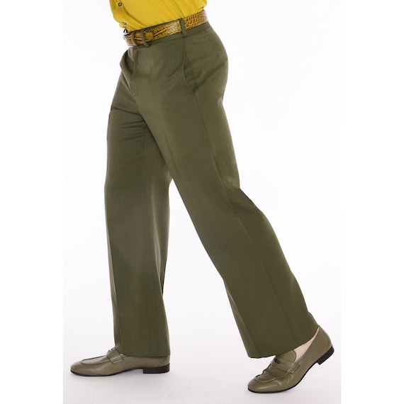 men's no iron dress pant olive color classic fit Twillory Performance Pants - Sage - Trim Fit, Wrinkle-Resistant, 4-Way Stretch wicking Hyper Haggar Premium No Iron Stretch