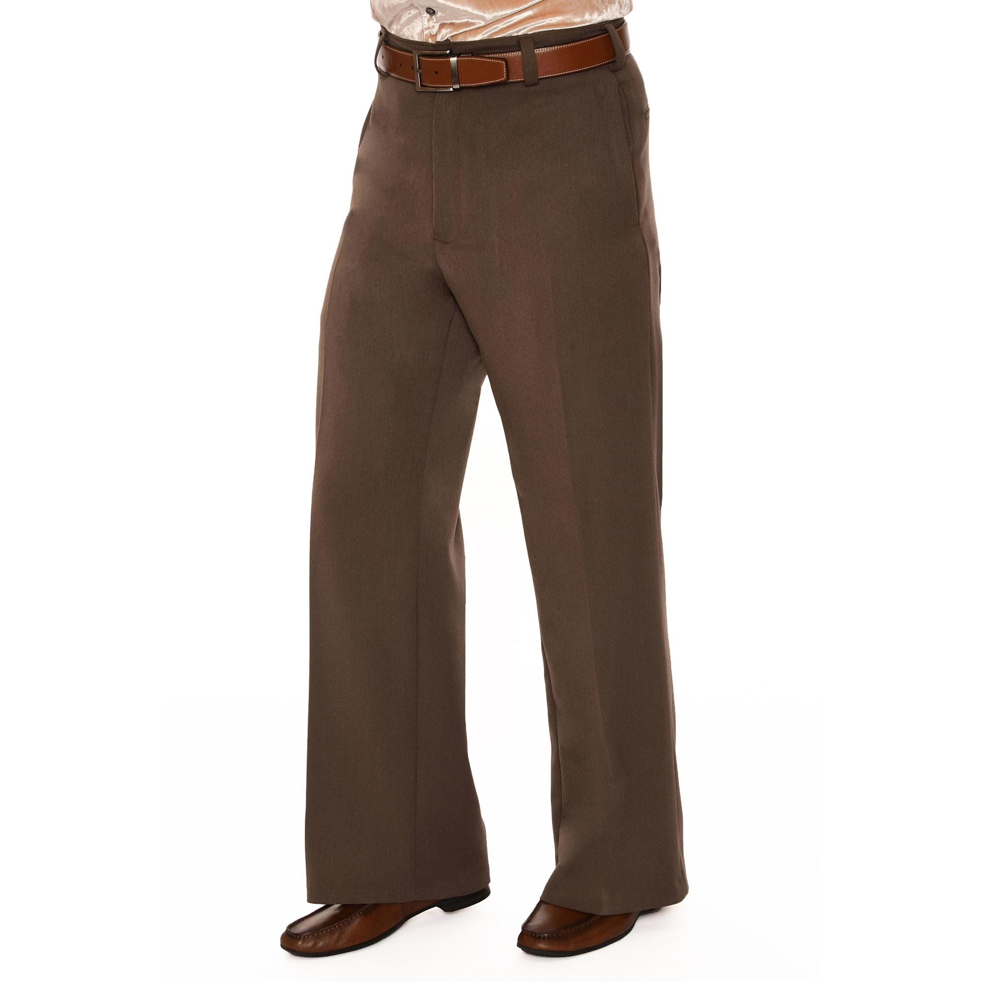 baggy brown dress pants Mens Baggy Dress Pants Pleated Casual Wide Leg Slacks Relaxed Fit  Lightweight Work Business Trouser with Pockets White L