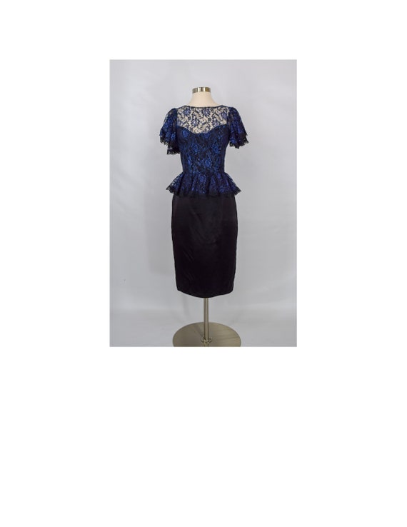 Vintage 1970s Gunne Sax Dress | 70s Black Satin P… - image 1