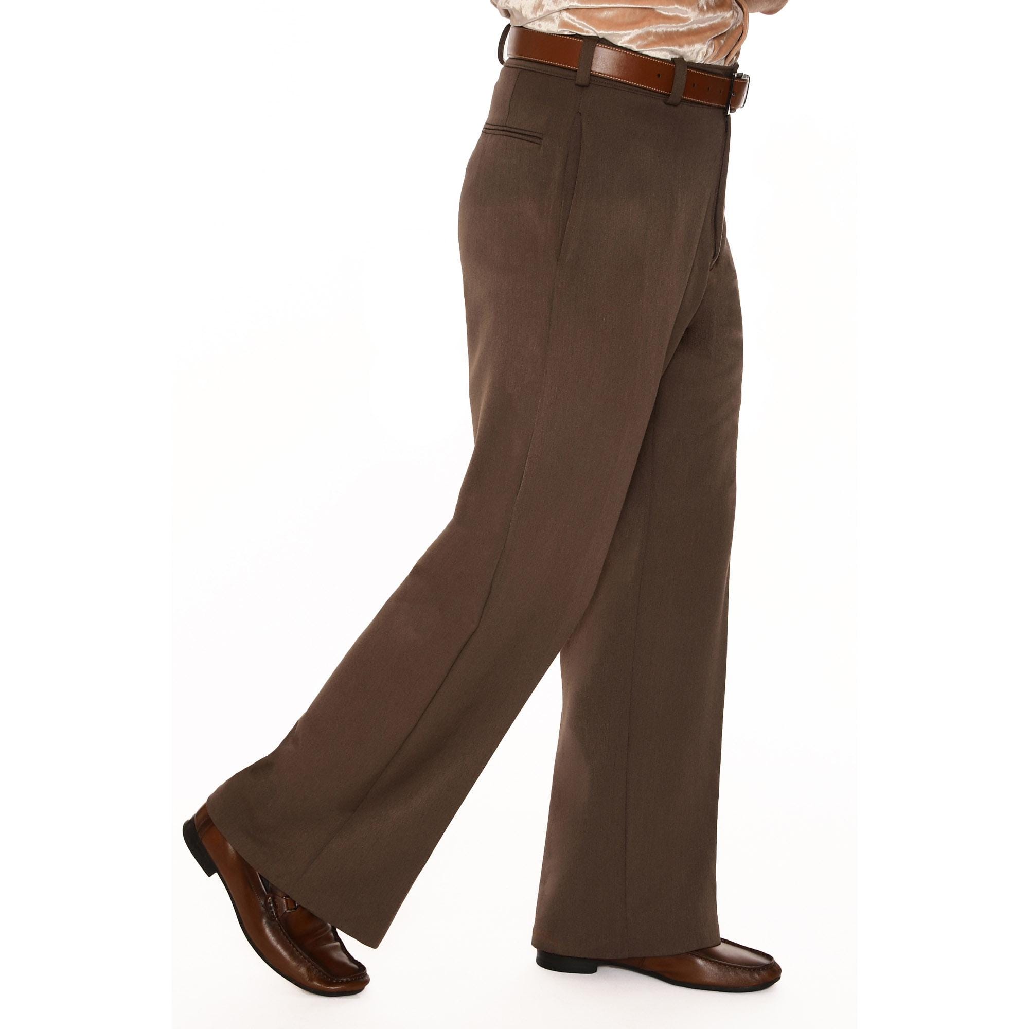 dark brown dress capris Men's Linen-Look Latte Suit Pants, 38 Short