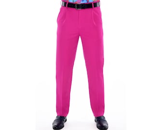 hot pink dress pants mens Men Pink Dress Pants Hoomeumy Work Pants For Men Casual Flat Front Dress  Pants Straight Fit