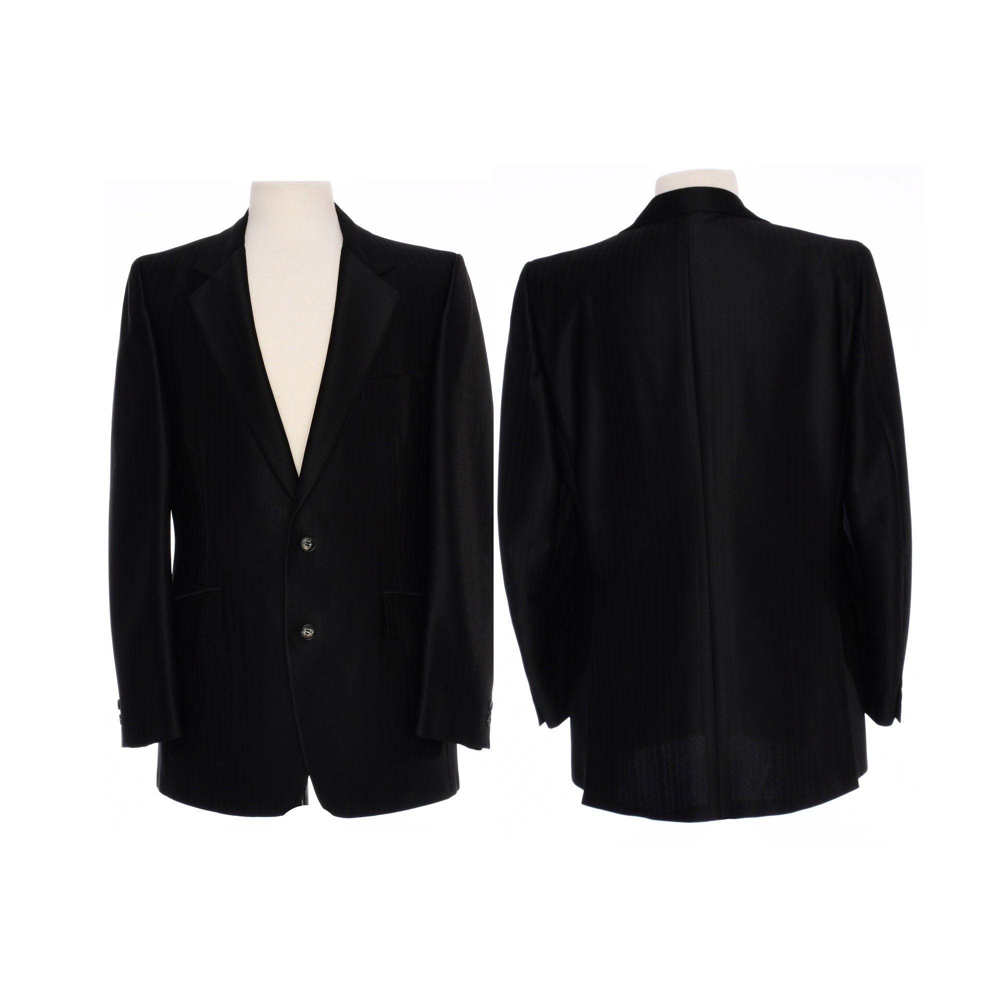 Vintage 1970s Men's Black Blazer - Classic Double Button
