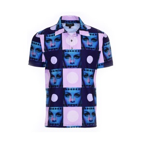 Lavender Retro Golf Polo, Navy Checkerboard Pullover Shirt