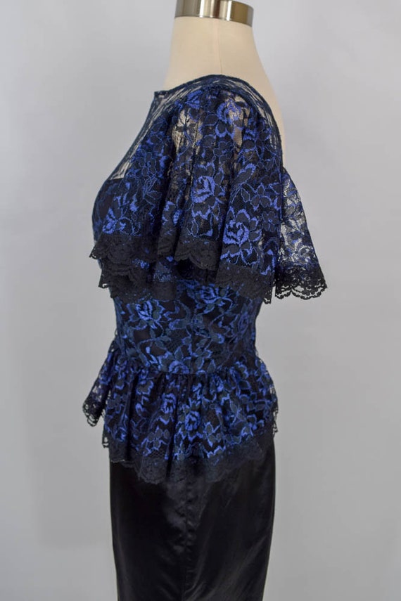 Vintage 1970s Gunne Sax Dress | 70s Black Satin Purpl… - Gem