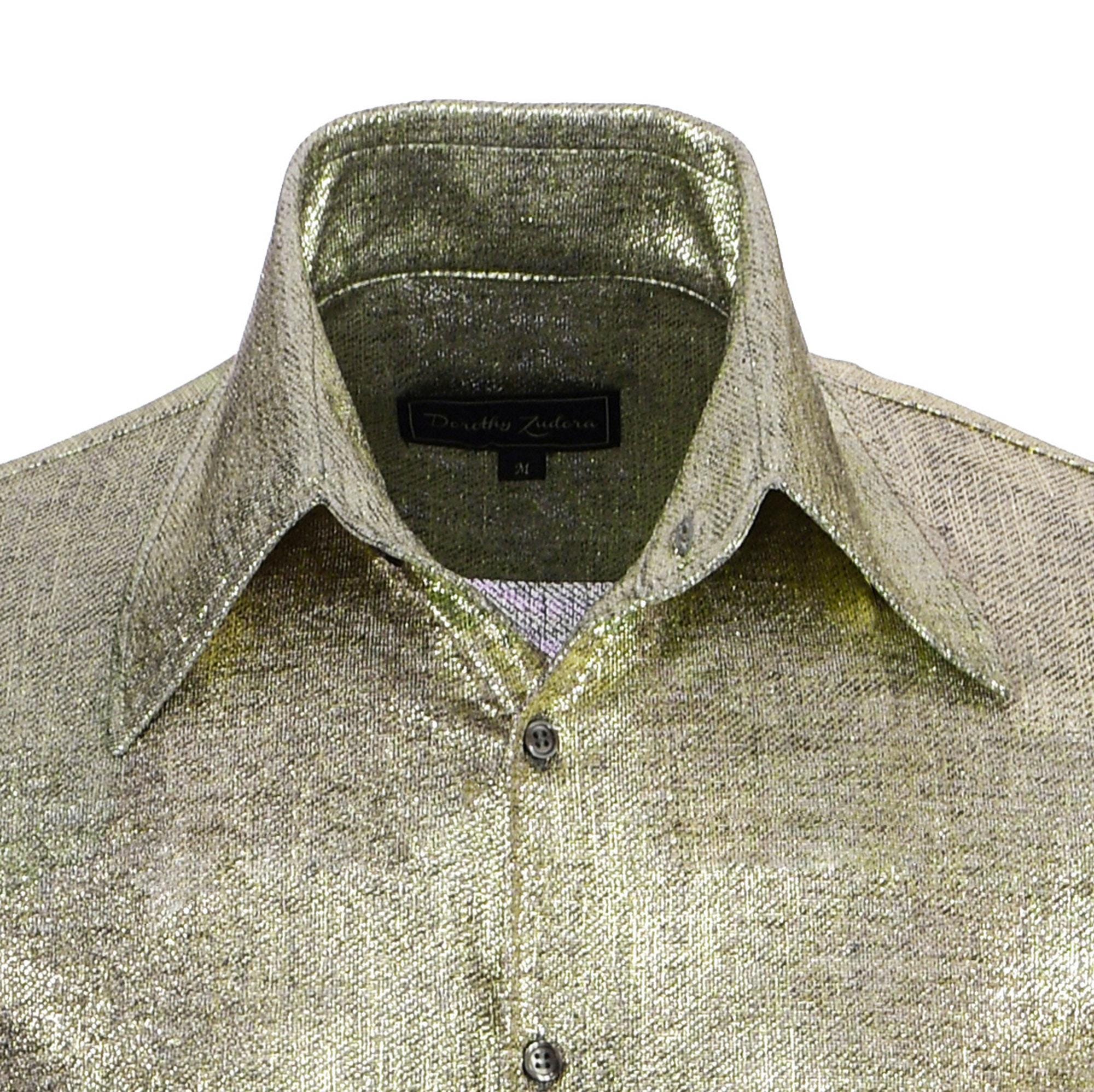 Men's Retro 70s Gold Lam Disco Shirt - Metallic Stretch Knit Long Sleeve  Button-down - Etsy Israel