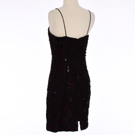 1990s Black Sequined Cocktail Dress | 90's Red w/… - image 7