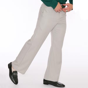 Vintage 1970s Men&#39;s Light Gray Wool Wide Leg Dress Trousers - Italian Tailored Sophisticated Pants