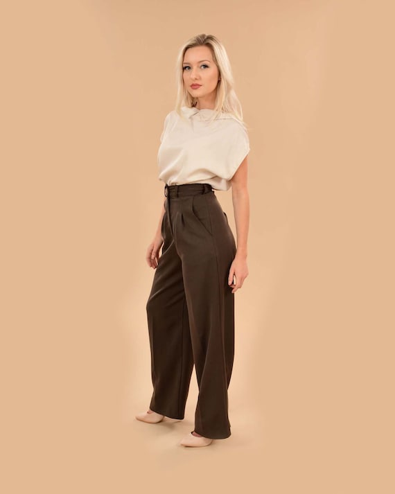 women's brown dress pants Wide Leg | Tailored Office Trousers Size:Regular (AU12-AU16) continuity the summer bra dilemma for carefree wear from