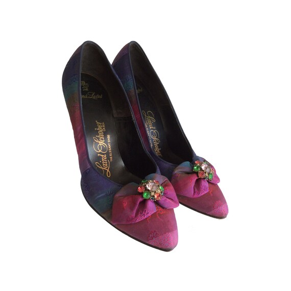 Vintage 1940s Silk High Heels | 40s Rare Designer… - image 4