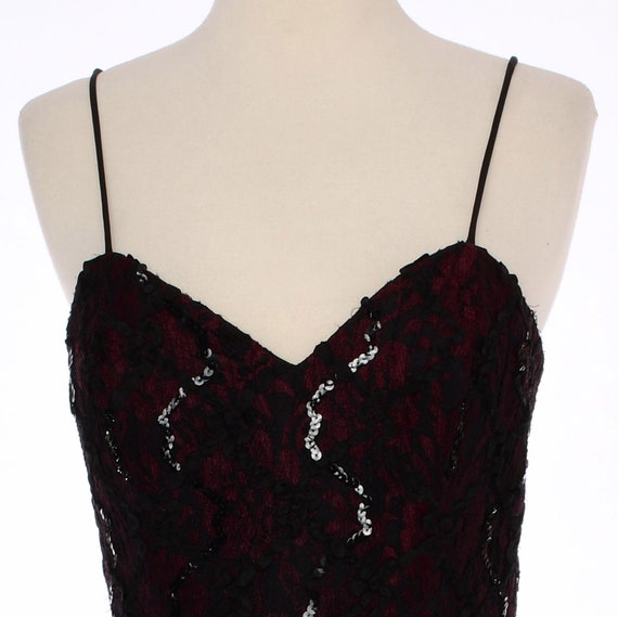 1990s Black Sequined Cocktail Dress | 90's Red w/… - image 3