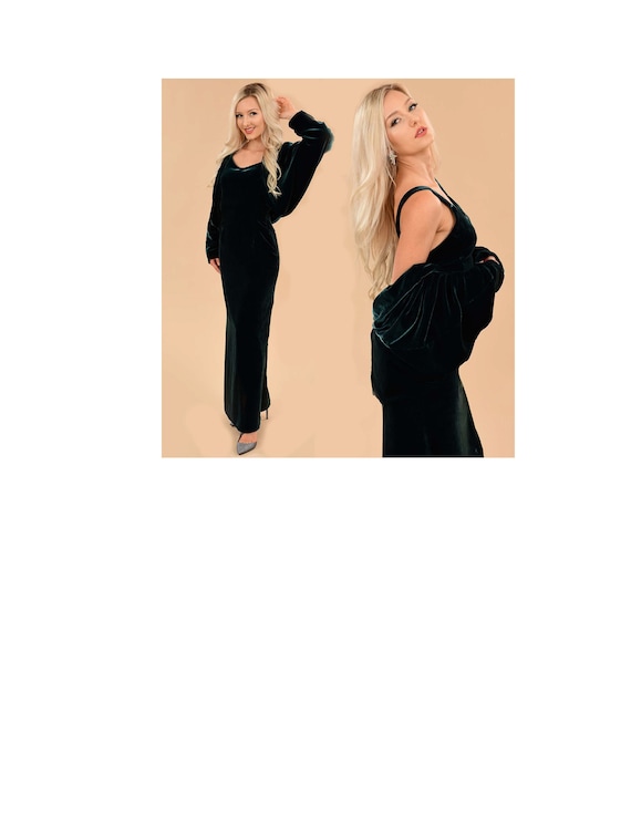 black velvet bolero jackets evening dresses Black velvet dress paired with a fully embroidered bolero Black / US 12