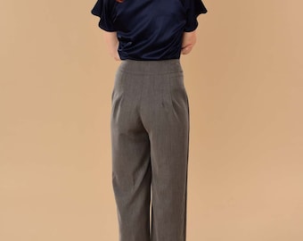 sachin and babi light blue dress VERUGU High Waisted Dress Pants for Women Straight Leg Solid Buttons Work  Slack Suit Pants Casual Loose Trendy Trousers for Office Business Classic  Fashion Waisted formal Pants Dark Gray S