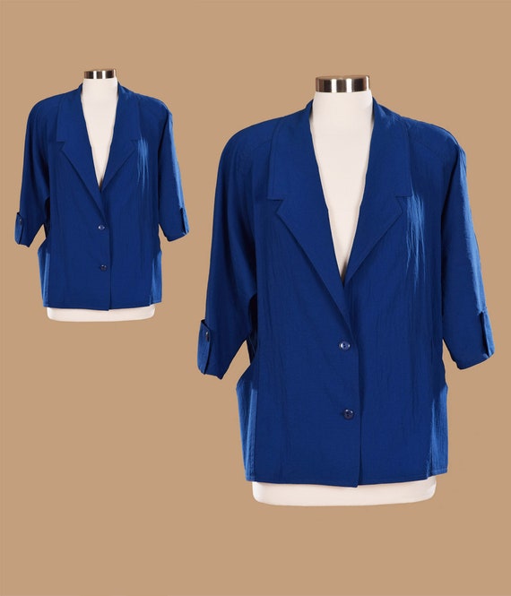 Vintage 1980s Over Sized Blazer | Retro 80s Blue H