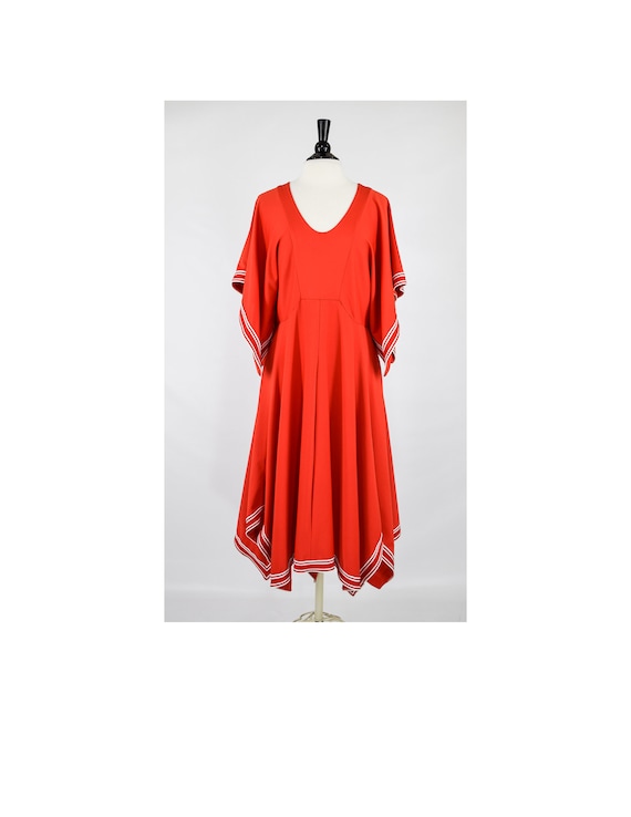 Vintage 1970s Red Kaftan Dress | 70s Valentine's … - image 1