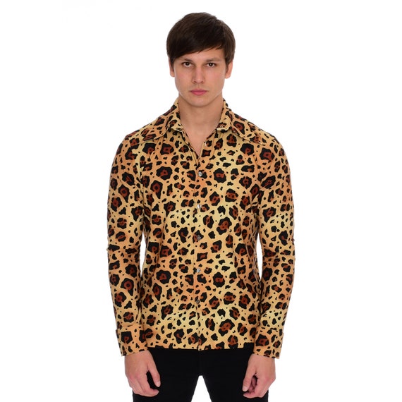 mens leopard button up shirt